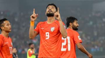 Manvir Singh after scoring India's first and only goal against Kuwait