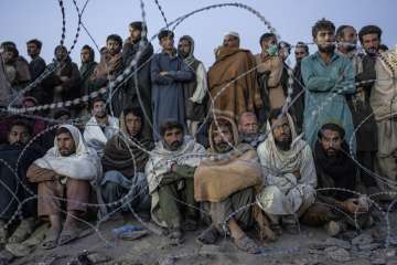 Afghans who crossed Pakistan border and taking shelter.