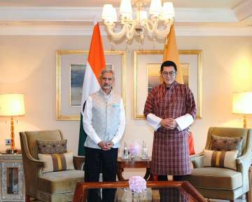 Bhutan King Jigme Khesar Namgyel Wangchuck with EAM S Jaishankar in New Delhi