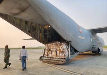 A special Indian Air Force C-130 flight transported the consignment of over 11 tonnes of emergency relief materials