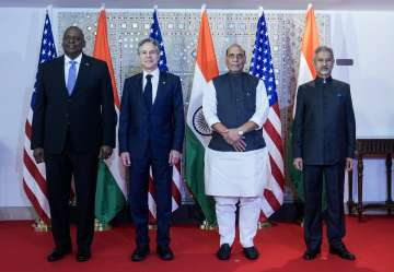 US Secretary of State Antony Blinken, US Defence Secretary Llyod Austin (From left to right), Defenc