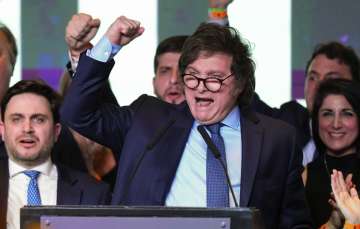 Argentina President-elect Javier Milei after winning the presidential elections.