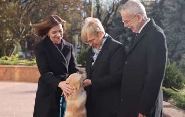 Moldova President Maia Sandu, Slovenian President Nataša Pirc Musar and Austrian President Alexander Van der Bellen.