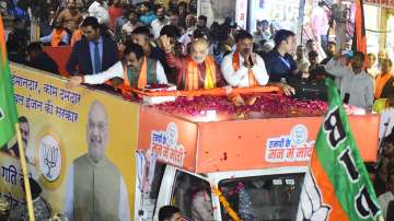 Union Home Minister Amit Shah during a roadshow.