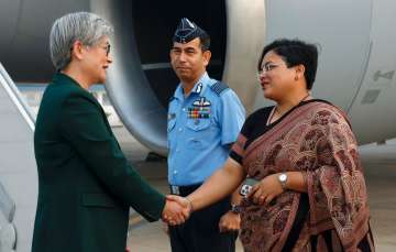 Australian Foreign Minister Penny Wong arrives in New Delhi.