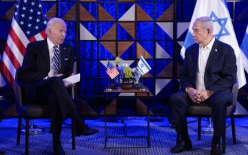 US President Joe Biden with Israeli Prime Minister Benjamin Netanyahu.