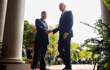 US President Joe Biden with his Chinese counterpart Xi Jinping in Filoli Estate, California.