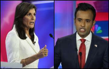 Indian-American GOP presidential aspirants Nikki Haley and Vivek Ramaswamy