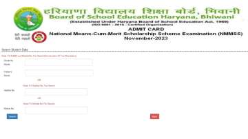 Haryana NMMS Admit Card 2023, NMMS Haryana Exam 2023-24 Date, HBSE NMMS Scholarship Exam Admit Card,