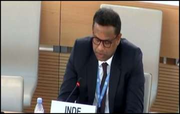 Indian diplomat Mohammed Hossain at UNHRC review meeting.