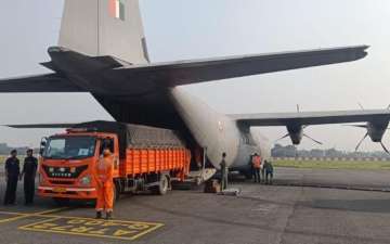 India delivering the second consignment of emergency relief materials to Nepal.