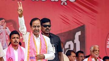 BRS president and Telangana Chief Minister K Chandrasekhar Rao during an election campaign ahead of the state Assembly election.