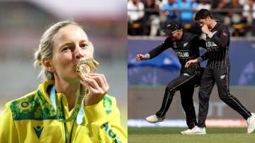 Meg Lanning, Mitch Santner and Glenn Phillips