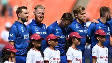 Ben Stokes and his teammates during England vs New Zealand match on Oct 5, 2023
