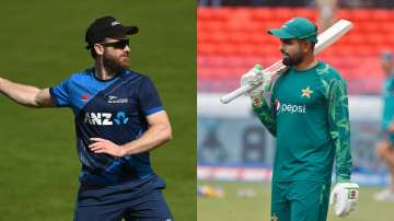 Kane Williamson and Babar Azam in training during World Cup 2023