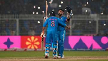 Virat Kohli celebrates his century against South Africa in Kolkata on November 5