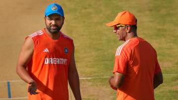 Rohit Sharma and Rahul Dravid in Bengaluru during team training session on November 8