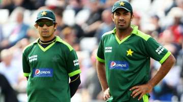 Saeed Ajmal and Wahab Riaz during ODI match against England in 2010