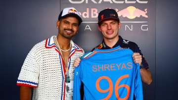 Shreyas Iyer with Max Verstappen at Abu Dhabi Grand Prix 2023 