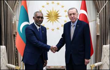 Maldives President Mohamed Muizzu with his Turkish counterpart Recep Tayyip Erdogan.