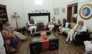 Prime Minister Narendra Modi, Home Minister Amit Shah and Defence Minister Rajnath Singh meet BJP veteran Lal Krishna Advani