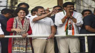 Rahul Gandhi and his sister Priyanka Gandhi Vadra hold roadshow in Hyderabad