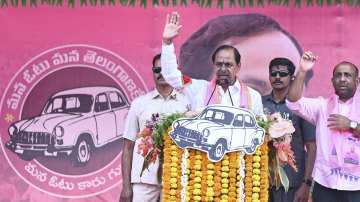 Telangana Chief Minister and BRS chief K Chandrasekhar Rao during an election rally