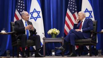 US President Joe Biden and Israel's PM Benjamin Netanyahu during a press conference in Tel Aviv last