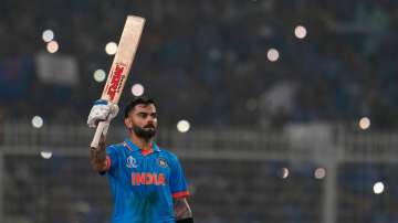 Virat Kohli celebrates his 49th ODI ton.