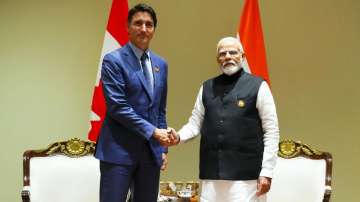 Canadian PM Justin Trudeau with his Indian counterpart Narendra Modi at G20 Summit in Delhi.