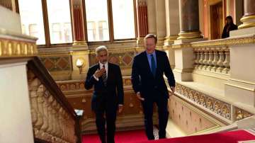 EAM S Jaishankar meets new Foreign Secretary David Cameron in London. 