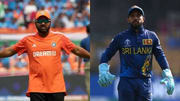 Rohit Sharma (left) and Kusal Mendis (right).