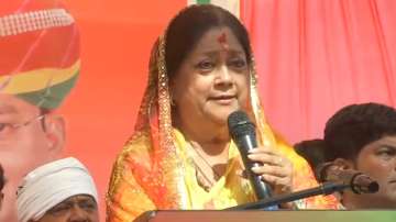 Former Rajasthan Chief Minister Vasundhara Raje during a poll rally ahead of Assembly election in the state.