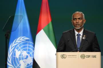 Maldives President Mohamed Muizzu during the COP confernece 