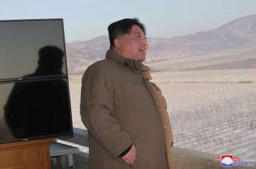 North Korea's Supreme leader Kim Jong-Un while watching missile test