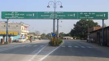 A road leading to the under-construction Maryada Purushottam Shri Ram International Airport, in Ayodhya, Saturday, Dec. 2, 2023.