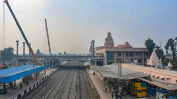 Construction work in progress at Ayodhya Railway Station.