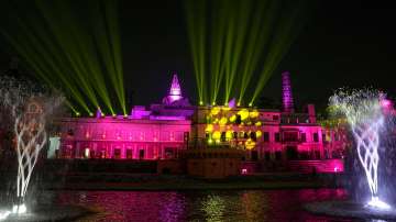 Laser show at Ram Ki Pouri, in Ayodhya.
