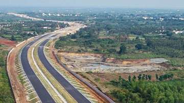 A view of the under-construction Bengaluru-Chennai Expressway.