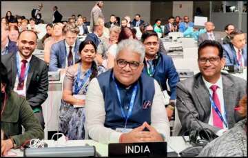 Union Environment Minister Bhupender Yadav at COP28 talks in Dubai.