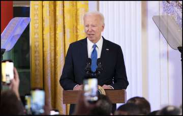 US President Joe Biden at a Hanukkah reception in the White House.