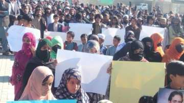 Baloch women protesting in Islamabad against enforced disappearances in their province.