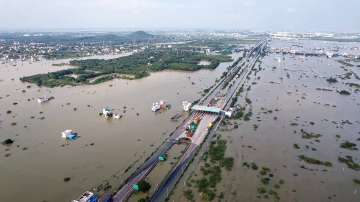 A drone visual shows an area that is flooded after the landfall of Cyclone Michaung, in Chennai.