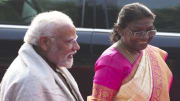 President Droupadi Murmu and Prime Minister Narendra Modi at the Rashtrapati Bhavan, in New Delhi.