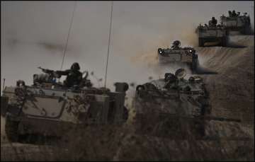 Israeli tanks heading towards the Gaza Strip.