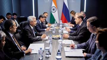 External Affairs Minister S Jaishankar and Russia's deputy PM Denis Manturov in a meeting on bilateral economic cooperation.