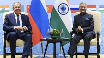 Russian Foreign Minister Sergey Lavrov during a meeting with his Indian counterpart S Jaishankar in 