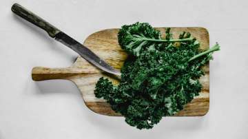 kale on a chopping board 