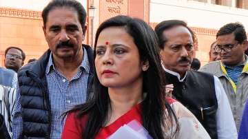 TMC leader Mahua Moitra with other opposition leaders after being expelled by the Lok Sabha during the Winter session of Parliament.
