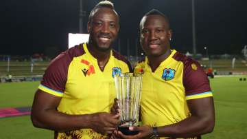 Andre Russell and Rovman Powell after 5th T20I game against England on December 21, 2023